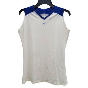 UnderArmour Under Armour Women's White Blue Trim Fitted Sleeveless Active Tank L